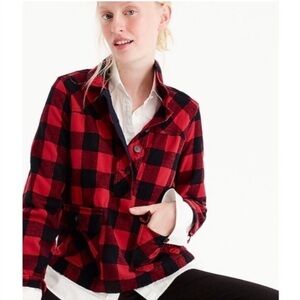 J. Crew Buffalo Plaid Wool Blend Pullover women's size petite medium